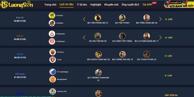 LuongSon TV trực tiếp bóng đá hôm nay luôn cập nhật lịch thi đấu và kết quả liên tục